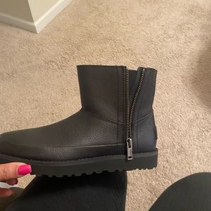 Black leather Ugg boots